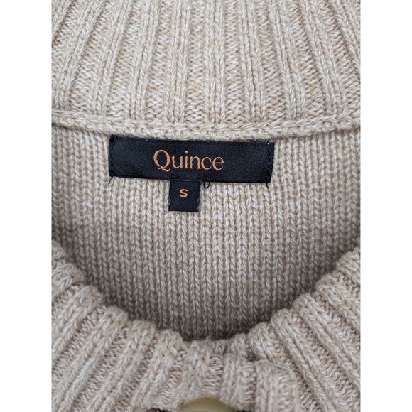 Quince Cardigan Sweater Womens Small Beige Organic Cotton Button Front Chunky - Picture 3 of 8
